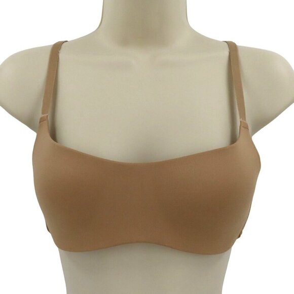 SO 32B Solid Beige Perfect Wirefree Bra Padded Wireless Convertible Straps Women - Picture 1 of 13